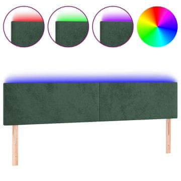 Vidaxl LED posteljno vzglavje temno zeleno 200x5x78/88 cm žamet