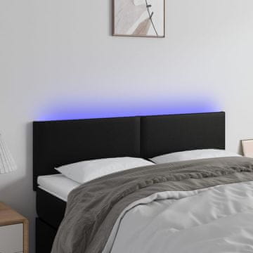 Vidaxl vidaXL LED vzglavje postelje črno 144x5x78/88 cm umetno usnje