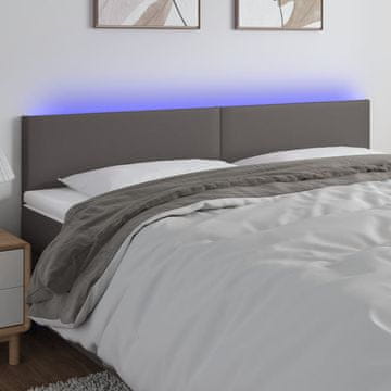 Vidaxl vidaXL Vzglavje postelje z LED svetlo sivo 160x5x78/88 cm umetno usnje