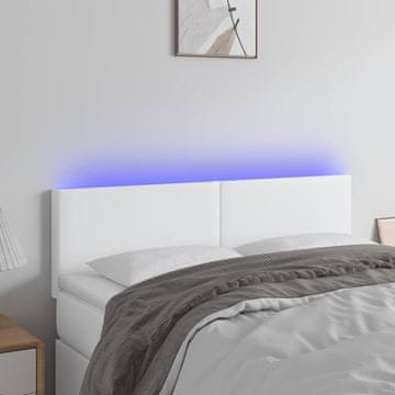 Vidaxl vidaXL Vzglavje postelje z LED diodo belo 144x5x78/88 cm umetno usnje