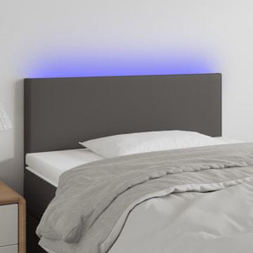 Vidaxl vidaXL Vzglavje za posteljo z LED zaslonom, sivo, 80x5x78/88 cm, umetno usnje