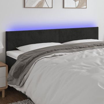 Vidaxl vidaXL Vzglavje postelje z LED diodo črno 200x5x78/88 cm žamet