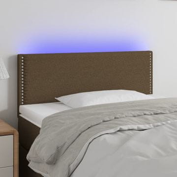 Vidaxl vidaXL Vzglavje postelje z LED diodo temno rjavo 100x5x78/88 cm blago