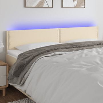Vidaxl vidaXL Vzglavje postelje z LED diodami kremne barve 180x5x78/88 cm blago