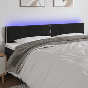 Vidaxl vidaXL Vzglavje postelje z LED diodo črno 200x5x78/88 cm žamet
