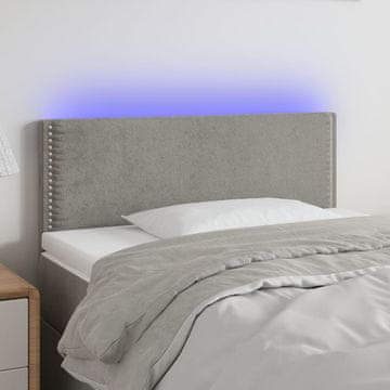 Vidaxl vidaXL Vzglavje postelje z LED svetlo sivo 80x5x78/88 cm žamet