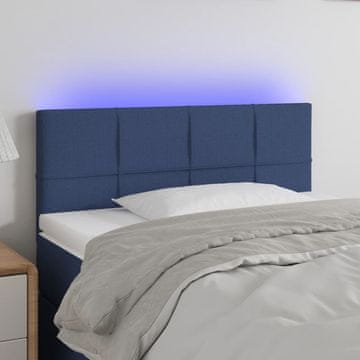 Vidaxl vidaXL Vzglavje postelje z LED modro 90x5x78/88 cm blago