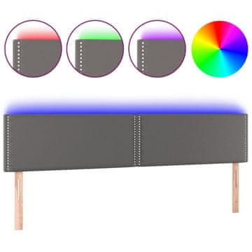Vidaxl LED posteljno vzglavje sivo 200x5x78/88 cm umetno usnje