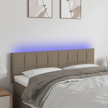 Vidaxl vidaXL Vzglavje postelje z LED zaslonom, sivo-rjavo, 144x5x78/88 cm, blago