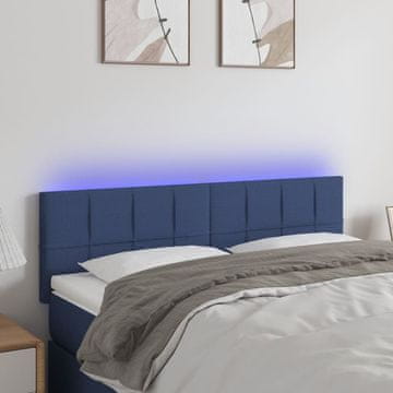 Vidaxl vidaXL Vzglavje postelje z LED modro 144x5x78/88 cm blago