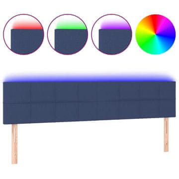 Vidaxl LED posteljno vzglavje modro 180x5x78/88 cm blago