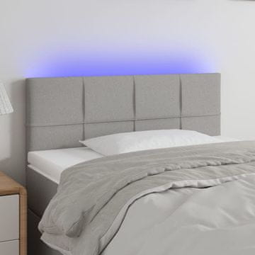 Vidaxl vidaXL Vzglavje postelje z LED svetlo sivo 80x5x78/88 cm blago