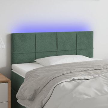 Vidaxl vidaXL Vzglavje postelje z LED diodo temno zeleno 90x5x78/88 cm žametno