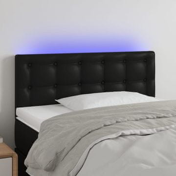 Vidaxl vidaXL LED vzglavje postelje črno 90x5x78/88 cm umetno usnje