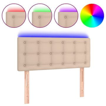 Vidaxl LED posteljno vzglavje kapučino 90x5x78/88 cm umetno usnje