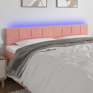 Vidaxl vidaXL Vzglavje postelje z LED svetlo roza 200x5x78/88 cm žamet