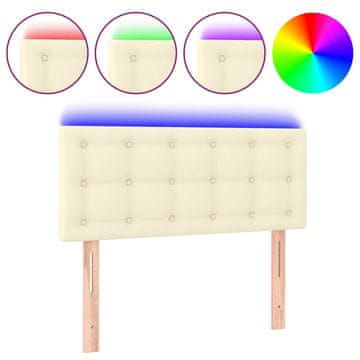 Vidaxl LED posteljno vzglavje krem 90x5x78/88 cm umetno usnje