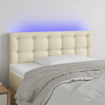 Vidaxl vidaXL LED vzglavje postelje kremne barve 90x5x78/88 cm umetno usnje