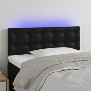 Vidaxl vidaXL LED vzglavje postelje črno 100x5x78/88 cm umetno usnje