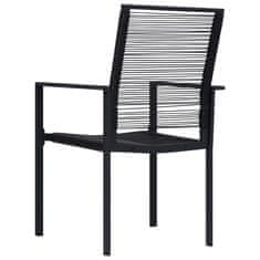 Greatstore Vrtni stoli 2 kosa PVC ratan črne barve