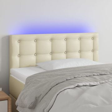 Vidaxl vidaXL LED vzglavje postelje kremne barve 100x5x78/88 cm umetno usnje