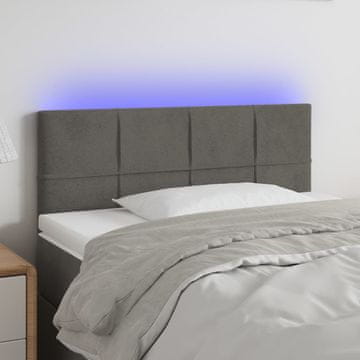 Vidaxl vidaXL Vzglavje postelje z LED diodo temno sivo 80x5x78/88 cm žametno