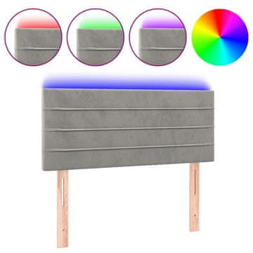 Vidaxl LED posteljno vzglavje svetlo sivo 90x5x78/88 cm žamet