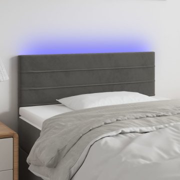 shumee vidaXL LED posteljno vzglavje temno sivo 80x5x78/88 cm žamet