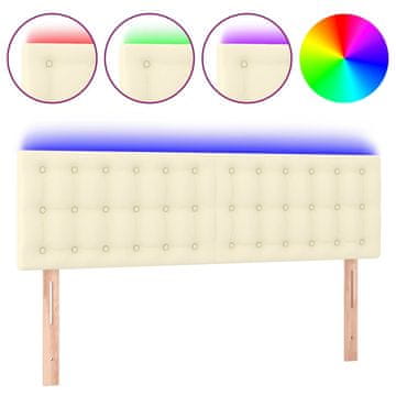 Vidaxl LED posteljno vzglavje krem 144x5x78/88 cm umetno usnje