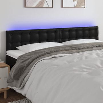 Vidaxl vidaXL LED vzglavje postelje črno 160x5x78/88 cm umetno usnje