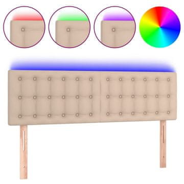 Vidaxl LED posteljno vzglavje kapučino 144x5x78/88 cm umetno usnje