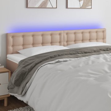 Vidaxl vidaXL LED vzglavje postelje, kapučino, 200x5x78/88 cm, umetno usnje