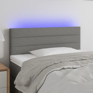 Vidaxl vidaXL Vzglavje postelje z LED diodo temno sivo 90x5x78/88 cm blago