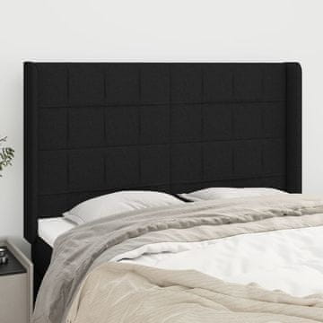 Vidaxl vidaXL Vzglavnik s krilci, črne barve, 147x16x118/128 cm, blago