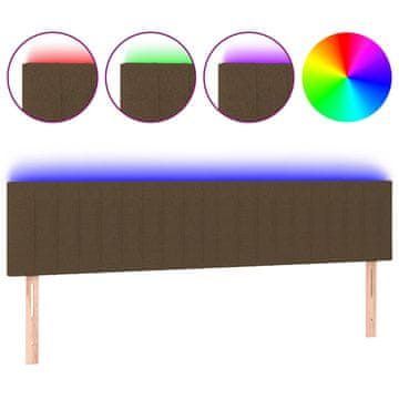 Vidaxl LED posteljno vzglavje temno rjavo 180x5x78/88 cm blago