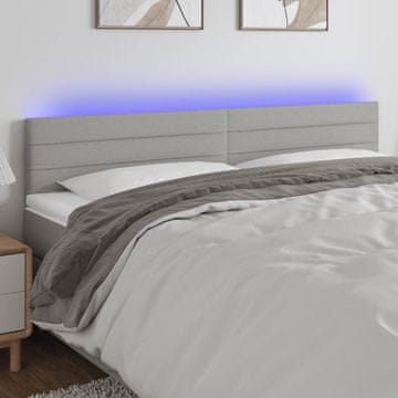 Vidaxl vidaXL Vzglavje postelje z LED svetlo sivo 180x5x78/88 cm blago