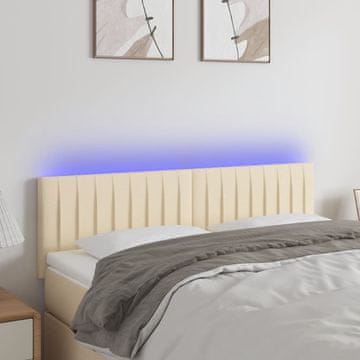 Vidaxl vidaXL Vzglavje postelje z LED diodami kremne barve 144x5x78/88 cm blago