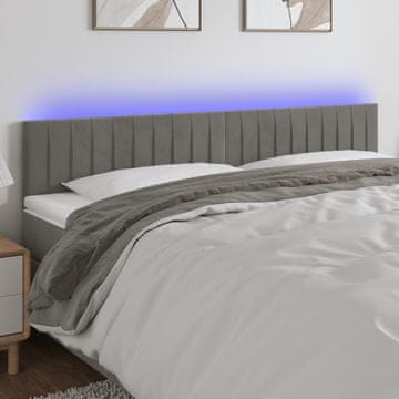 Vidaxl vidaXL Vzglavje postelje z LED svetlo sivo 160x5x78/88 cm žamet