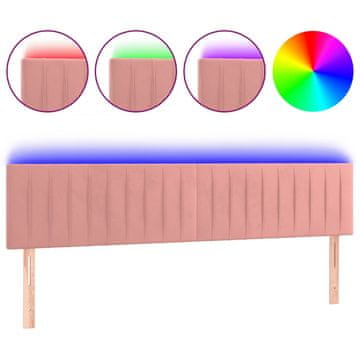 Vidaxl LED posteljno vzglavje roza 160x5x78/88 cm žamet
