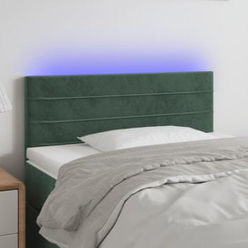 Vidaxl vidaXL Vzglavje postelje z LED diodo temno zeleno 100x5x78/88 cm žametno