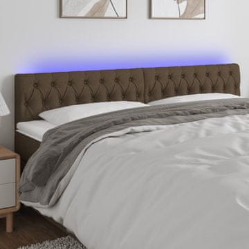 Vidaxl vidaXL Vzglavje postelje z LED diodo temno rjavo 180x7x78/88 cm blago