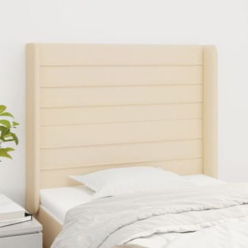 Vidaxl vidaXL Vzglavje postelje s krilci, kremne barve, 103x16x118/128 cm, blago