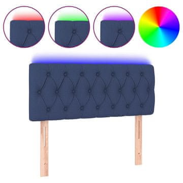 Vidaxl LED posteljno vzglavje modro 90x7x78/88 cm blago