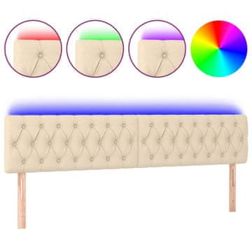 Vidaxl LED posteljno vzglavje krem 180x7x78/88 cm blago