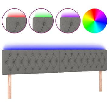 Vidaxl LED posteljno vzglavje temno sivo 200x7x78/88 cm blago