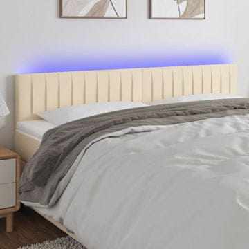 Vidaxl vidaXL Vzglavje postelje z LED diodo, kremno, 200x5x78/88 cm, blago