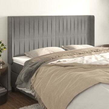 Vidaxl vidaXL Vzglavje s krilci svetlo sivo 203x16x118/128 cm žamet