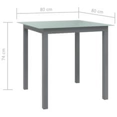 shumee Vrtna miza svetlo siva 80x80x74 cm aluminij in steklo