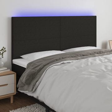Vidaxl vidaXL Vzglavje postelje z LED diodo črno 160x5x118/128 cm blago