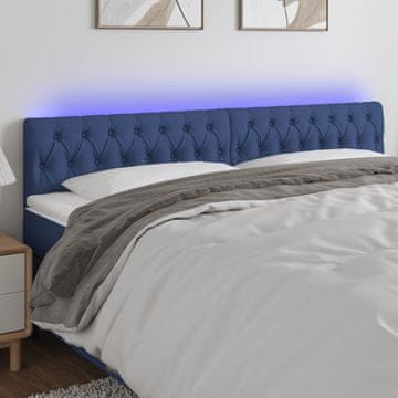 Vidaxl vidaXL Vzglavje postelje z LED modro 180x7x78/88 cm blago